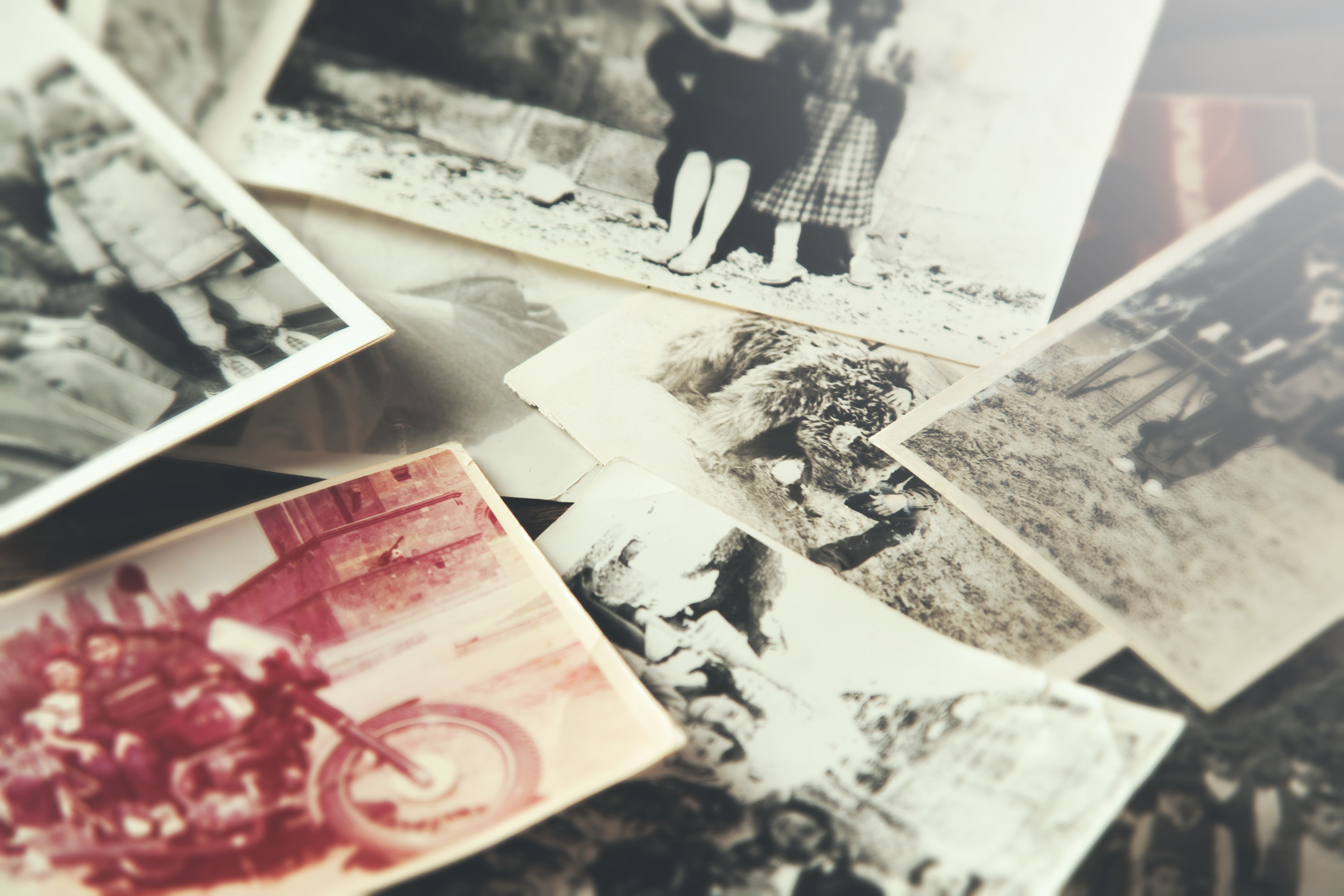 Vintage photos on a table